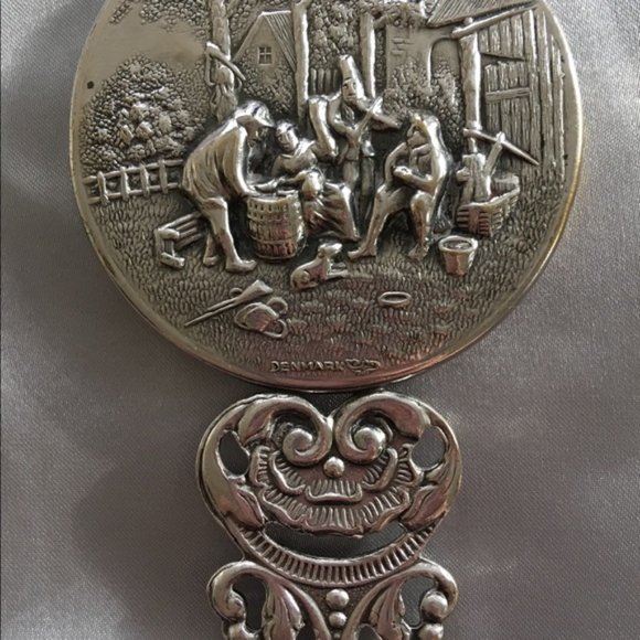 VINTAGE Hans Jensen Denmark Silver Purse Mirror - Rare & Unique! - Picture 5 of 7